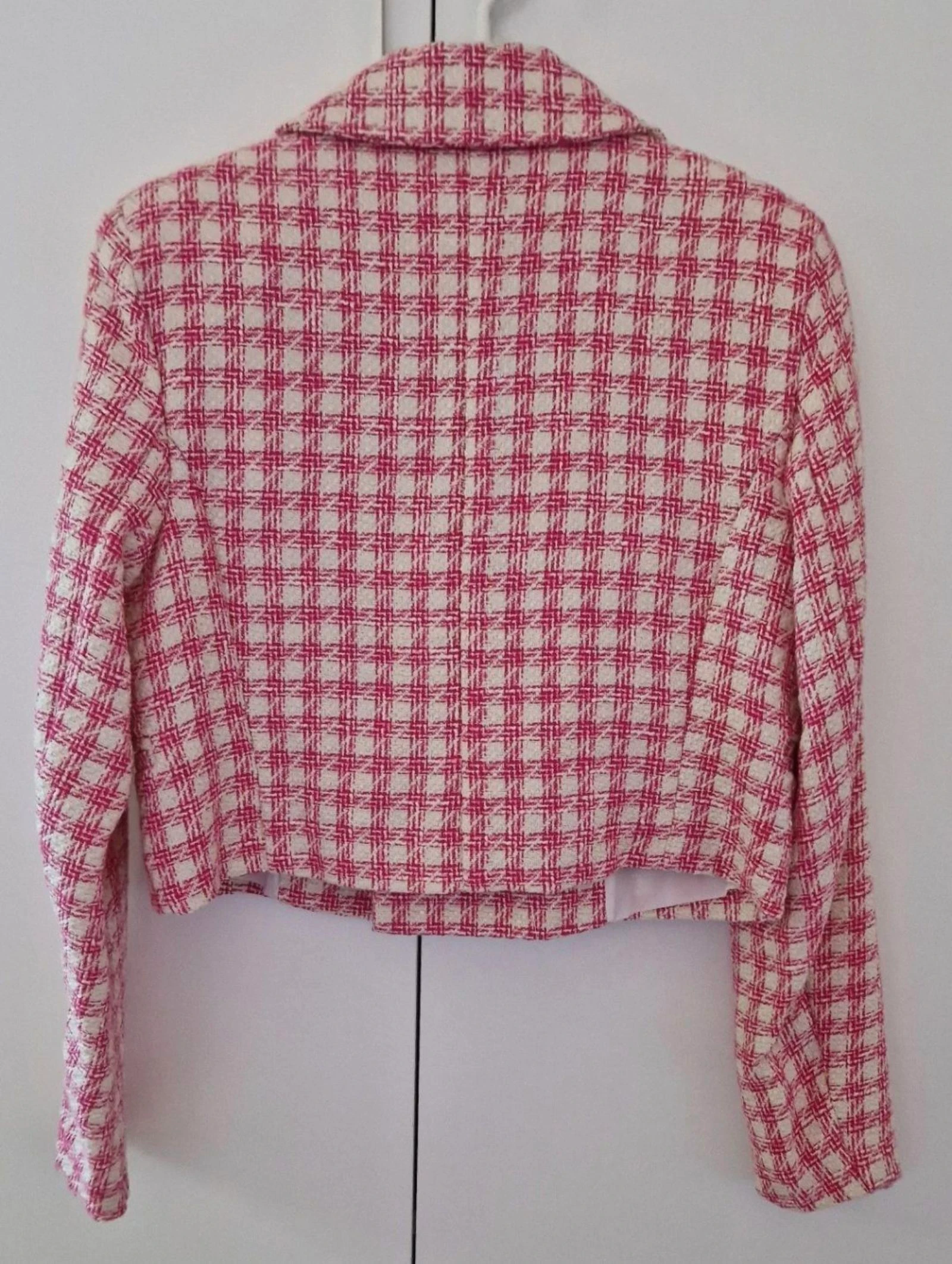 Torera cropped Colett tweed rosa fucsia y blanco NUEVA – photo 3